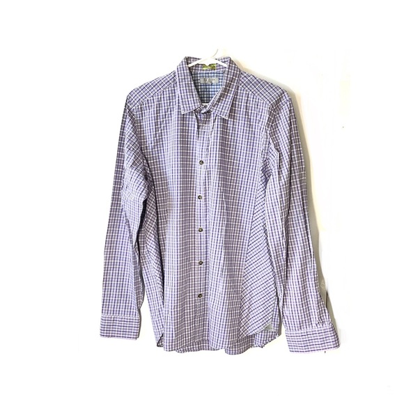 Ted baker button down dress shirt checks long sleeve collared purple - Picture 1 of 6
